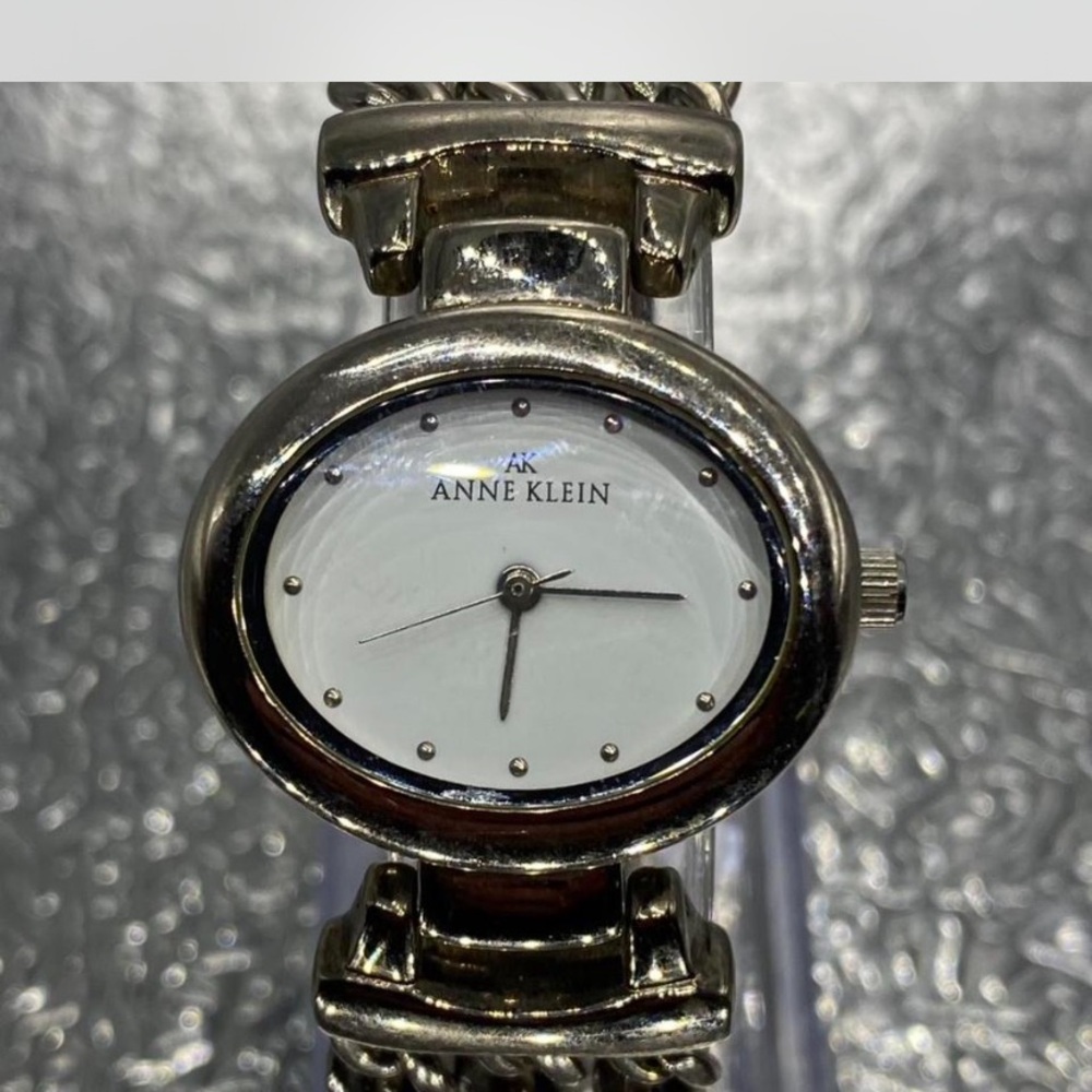 Men’s ^ Anne Klein Silver and White Watch